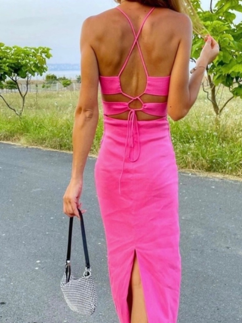 🆕 Zara Pink Cut-Out Midi Dress Size XS